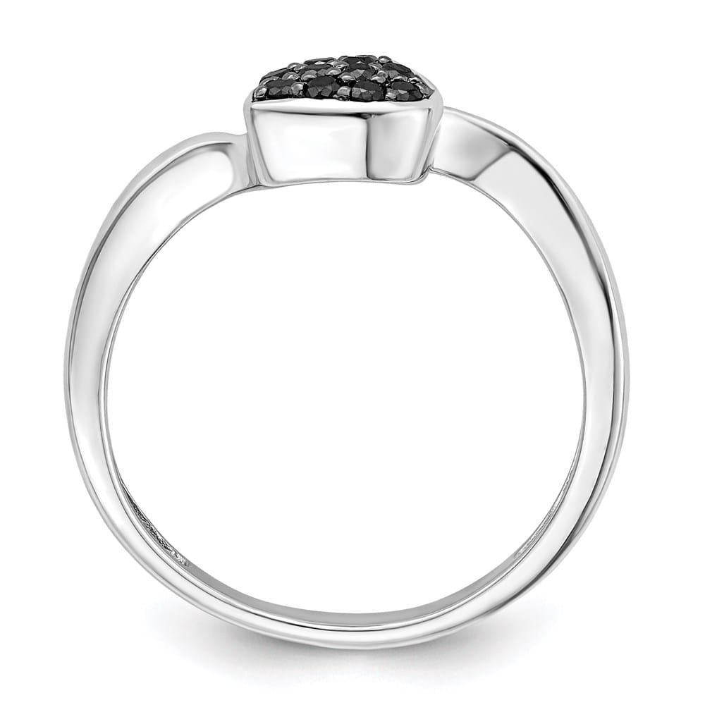 Sterling Silver White Night Black Diamond Heart Ring