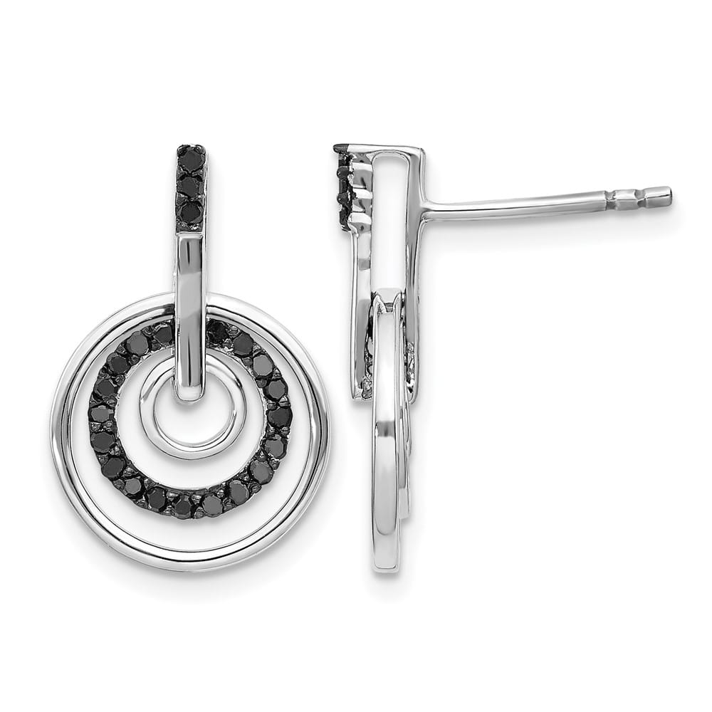 Sterling Silver White Night Black Diamond Post Earrings, view 1 of 5