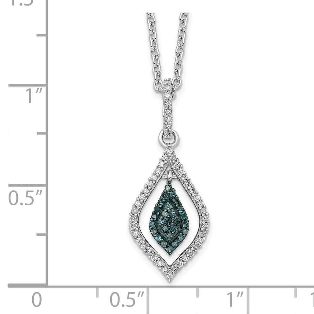 Sterling Silver White Night Blue and White Diamond 18 inch Necklace