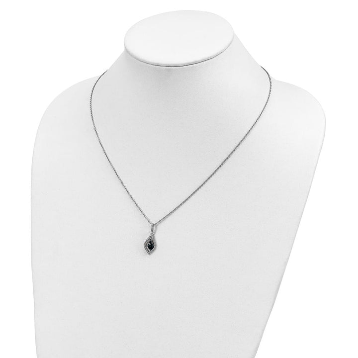 Sterling Silver White Night Blue and White Diamond 18 inch Necklace