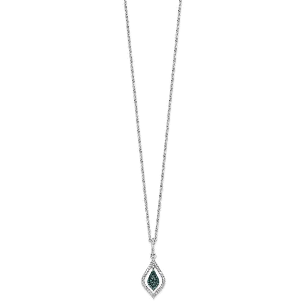 Sterling Silver White Night Blue and White Diamond 18 inch Necklace