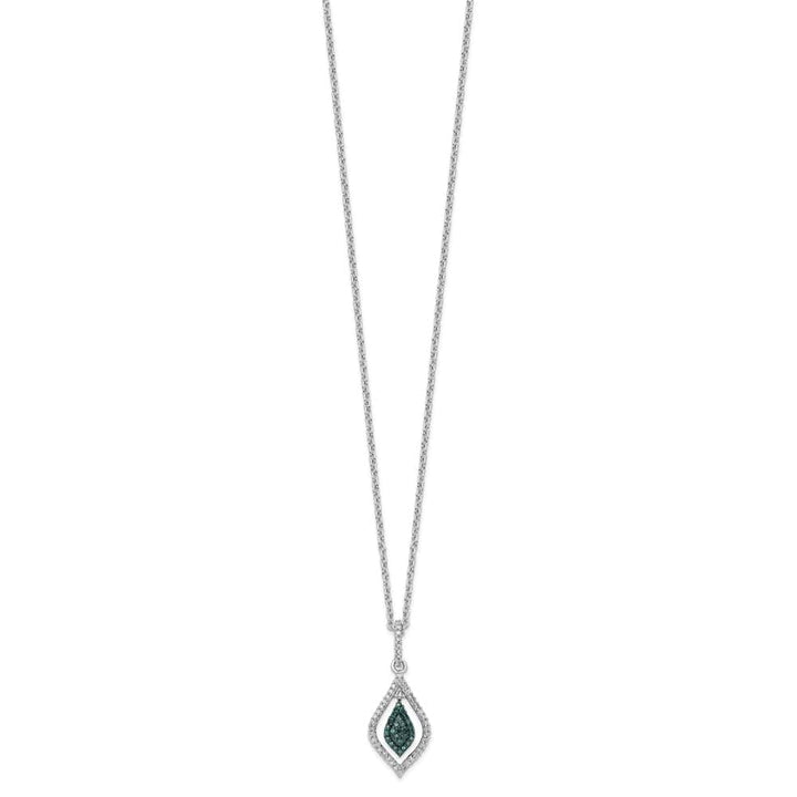 Sterling Silver White Night Blue and White Diamond 18 inch Necklace