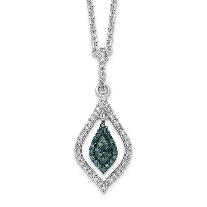 Sterling Silver White Night Blue and White Diamond 18 inch Necklace