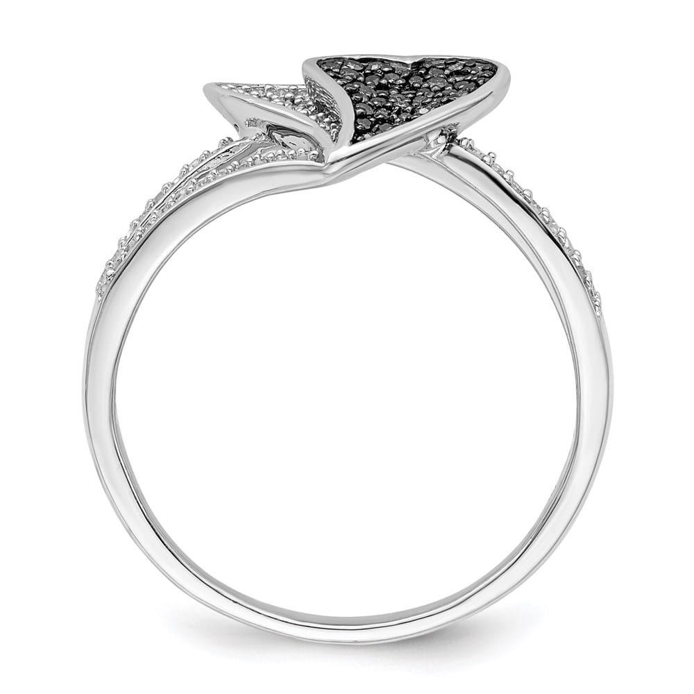 Sterling Silver White Night Blue and White Diamond Hearts Ring
