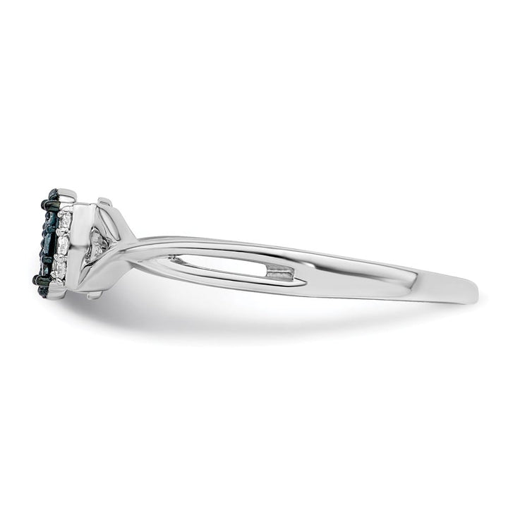 Sterling Silver White Night Blue and White Diamond Oval Ring
