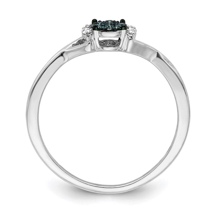 Sterling Silver White Night Blue and White Diamond Oval Ring