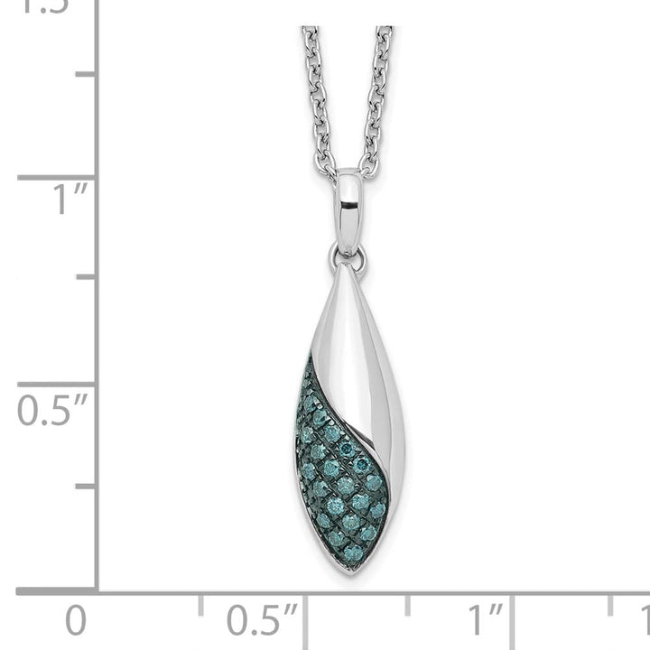 Sterling Silver White Night Blue Diamond 18 inch Necklace