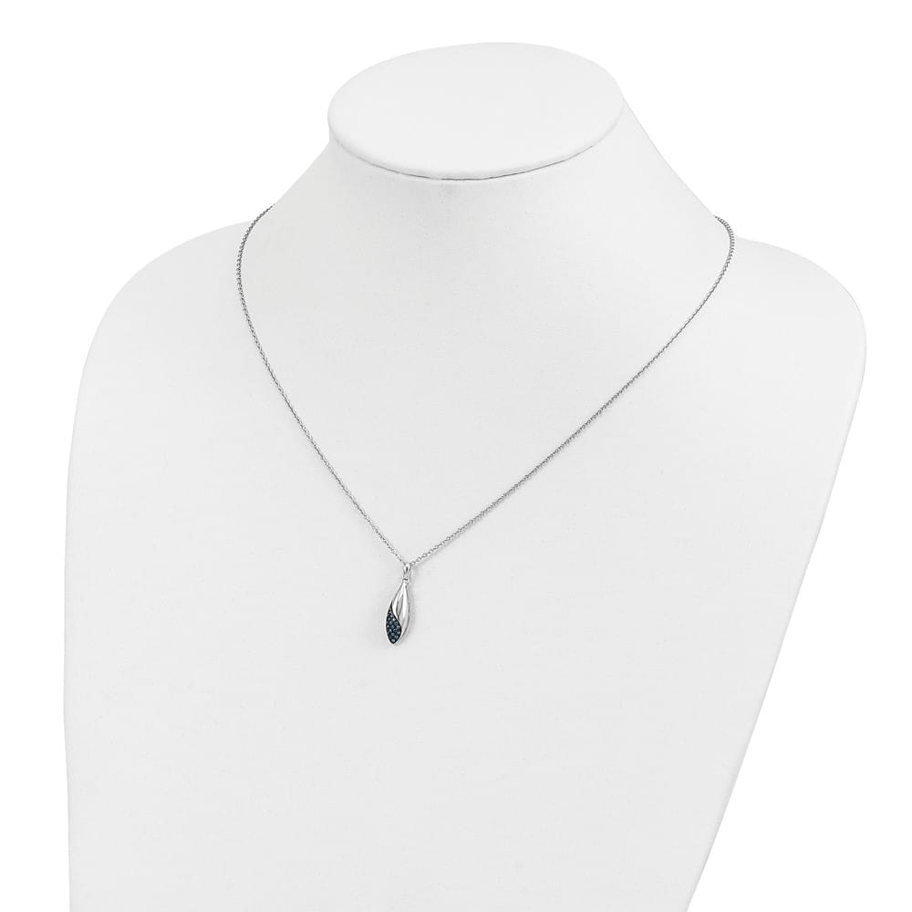 Sterling Silver White Night Blue Diamond 18 inch Necklace