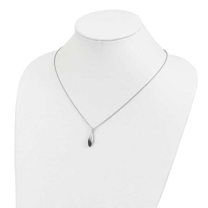 Sterling Silver White Night Blue Diamond 18 inch Necklace