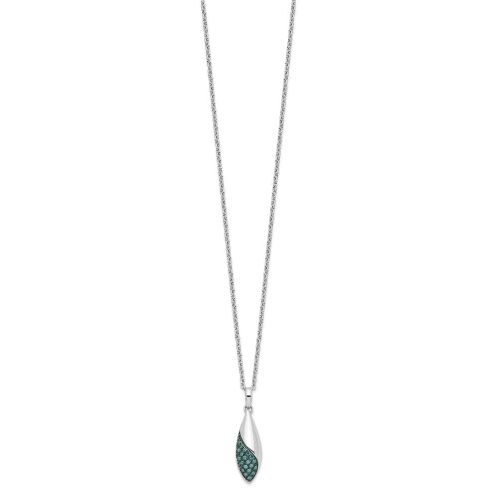 Sterling Silver White Night Blue Diamond 18 inch Necklace