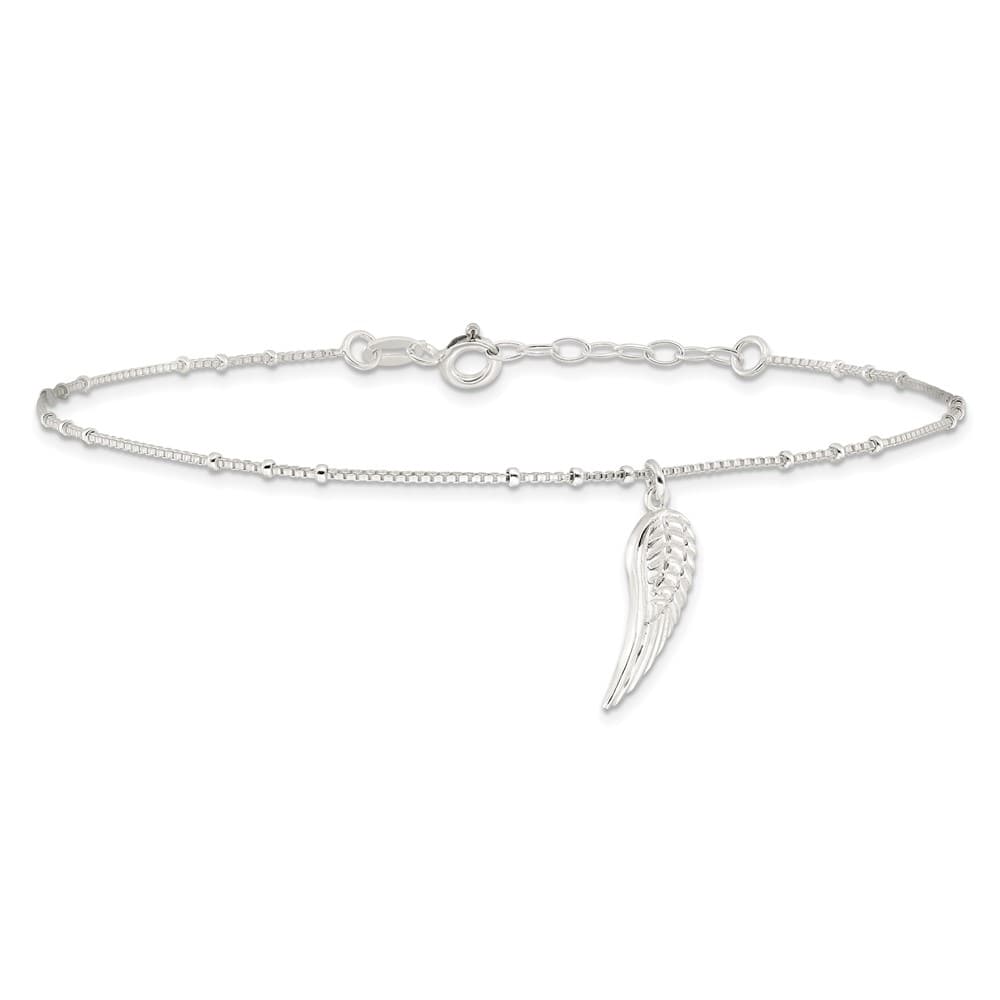 Sterling Silver Wing Charm Anklet