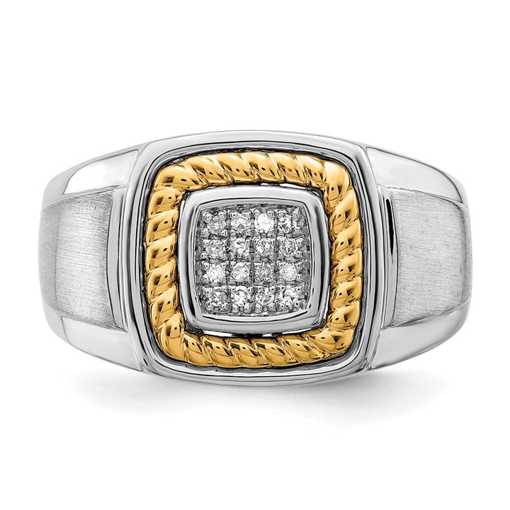 Sterling Silver with 10K Gold Accents Diamond Men's Ring