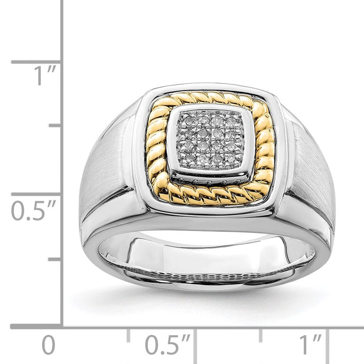 Sterling Silver with 10K Gold Accents Diamond Men's Ring