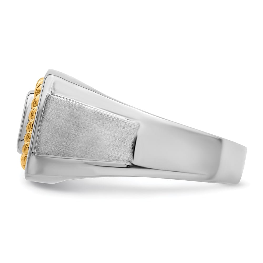 Sterling Silver with 10K Gold Accents Diamond Men's Ring