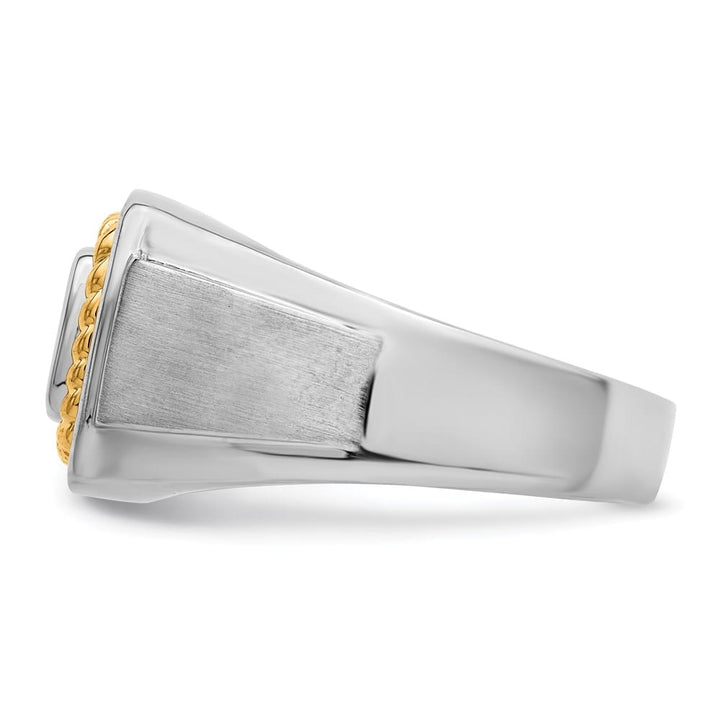 Sterling Silver with 10K Gold Accents Diamond Men's Ring