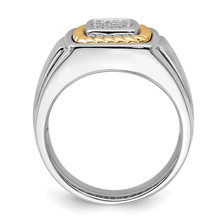 Sterling Silver with 10K Gold Accents Diamond Men's Ring
