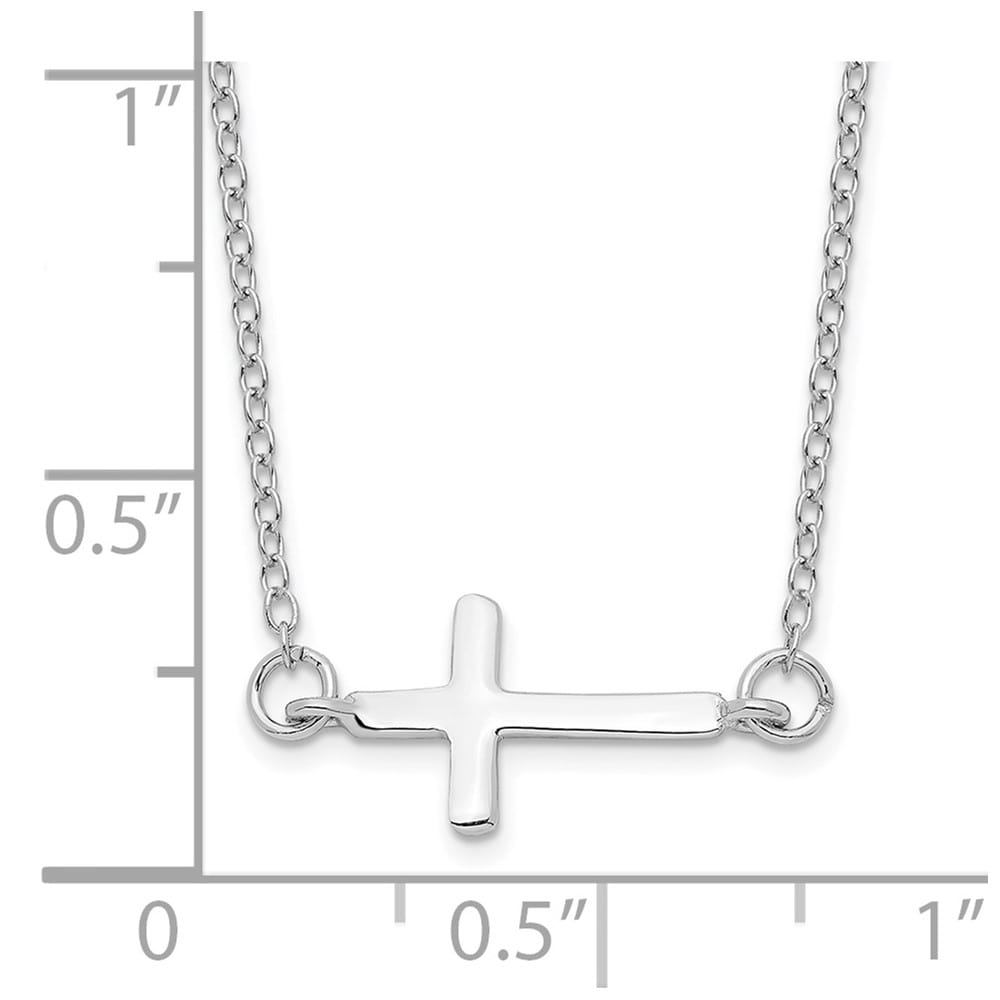Sterling Silver with 2 Inch Extension Sideways Cross Necklace