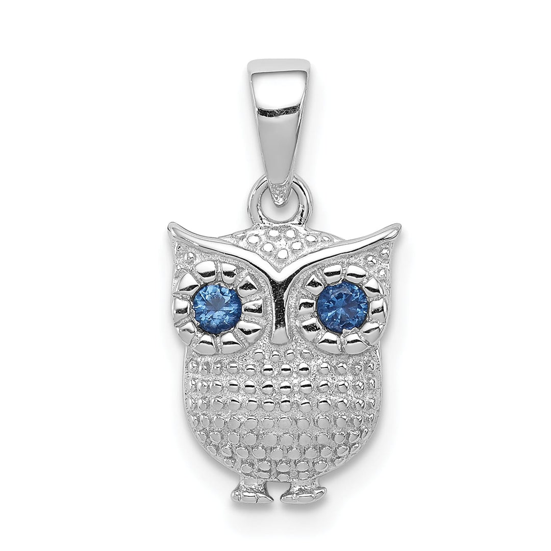 Sterling Silver with Blue Glass Owl Pendant