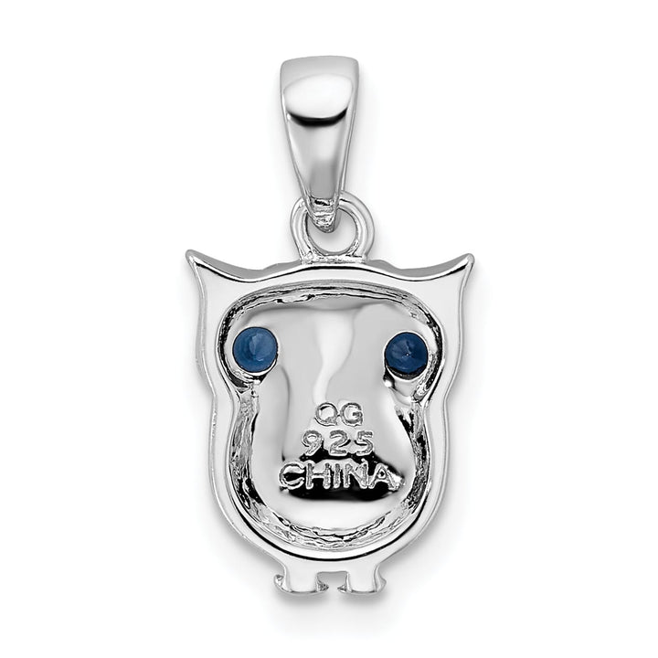 Sterling Silver with Blue Glass Owl Pendant