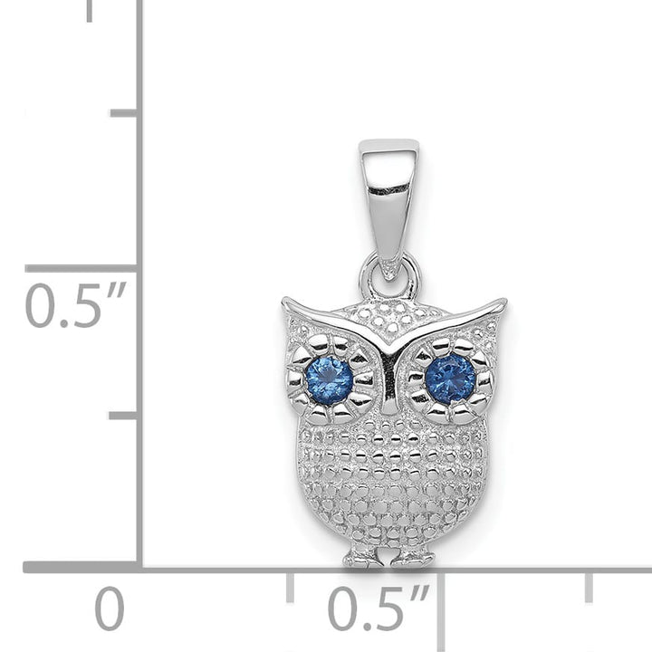 Sterling Silver with Blue Glass Owl Pendant