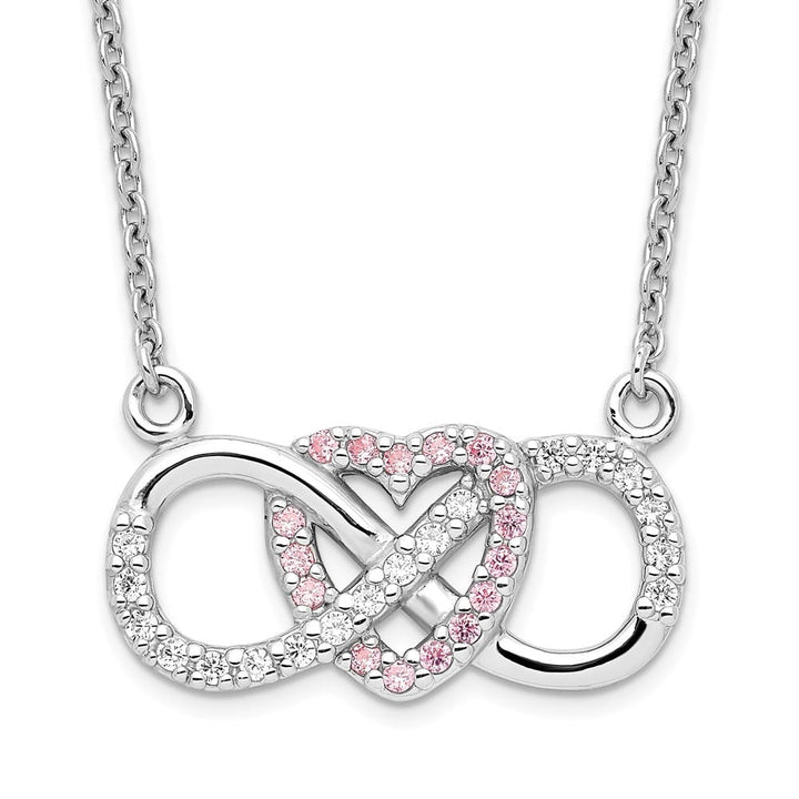 Sterling Silver with CZ Heart with Infinity Symbol Necklace