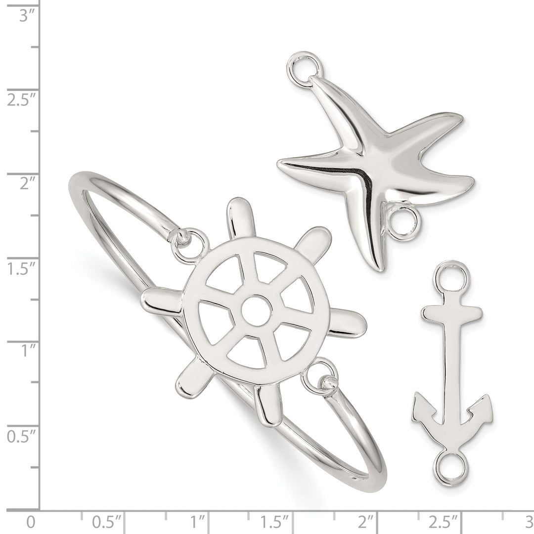 Sterling Silver with Interchangeable Nautical Ships Bangle