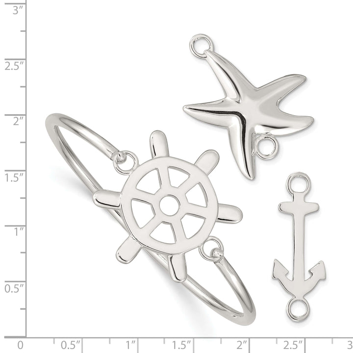 Sterling Silver with Interchangeable Nautical Ships Bangle