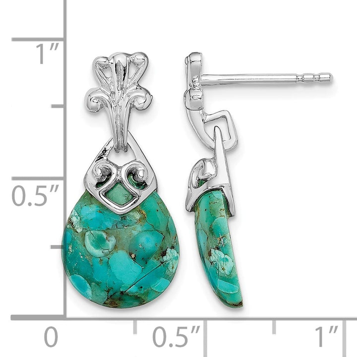 Sterling Silver with Reconstituted Turquoise Dangle Earrings, view 4 of 4