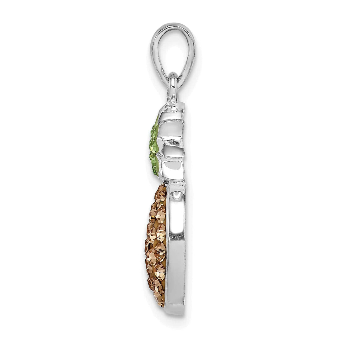 Sterling Silver Yellow and Green Preciosa Crystal Pineapple Pendant
