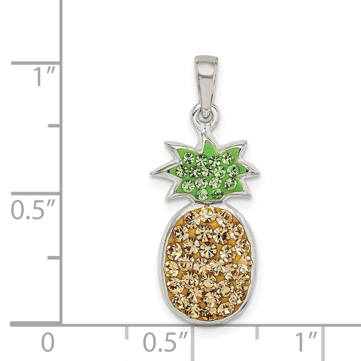 Sterling Silver Yellow and Green Preciosa Crystal Pineapple Pendant