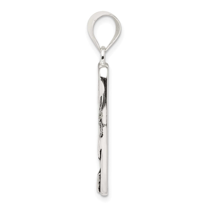 Sterling Silver You Are Never Alone Antiqued Footprint Pendant