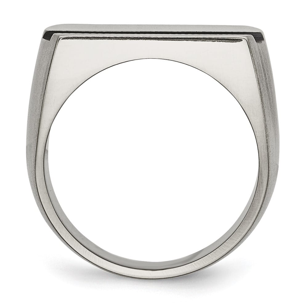 Titanium Grey Ti Brushed Blue Annodized Stripe Men's Ring