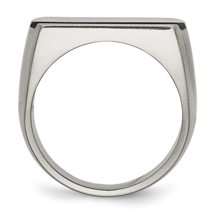 Titanium Grey Ti Brushed Blue Annodized Stripe Men's Ring
