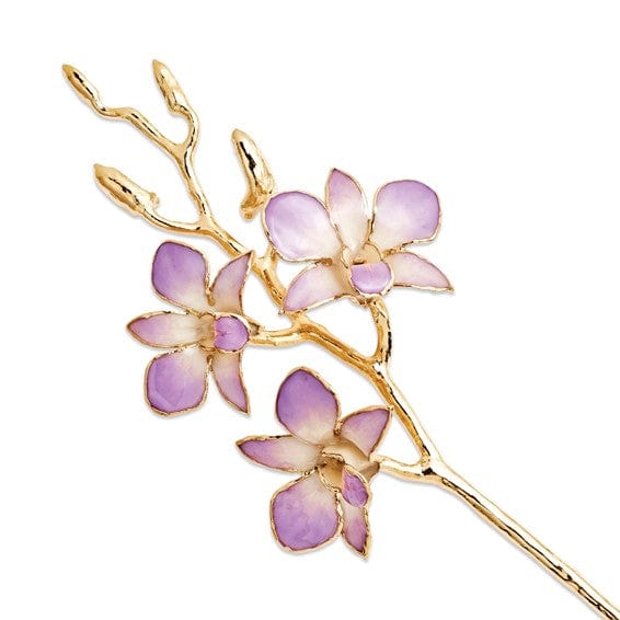 Lovely Rita's Trimmed Rose 24k Gold Plated Trimmed Lilac White Orchid Stem