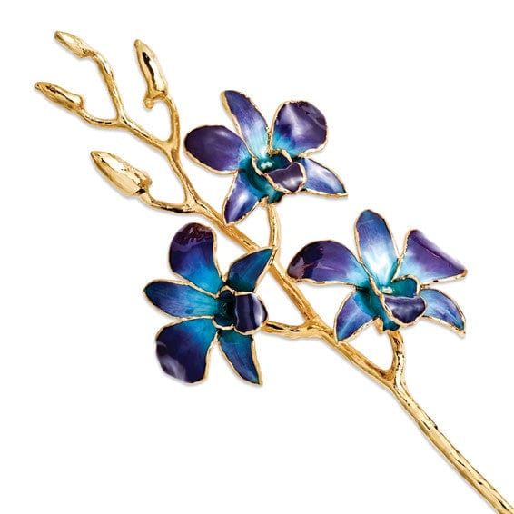 Lovely Rita's Trimmed Rose 24k Gold Plated Trimmed Purple Blue Orchid Stem