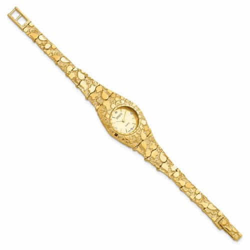 Lovely Rita's Watch 10k Yellow Gold Ladies Circular Dial Face Nugget Watch