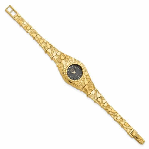 Lovely Rita's Watch 10k Yellow Gold Ladies Dial Circular Face Nugget Watch