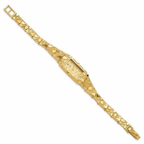 Lovely Rita's Watch 10k Yellow Gold Ladies Rectangular Face Nugget Watch