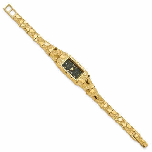 Lovely Rita's Watch 10k Yellow Gold Ladies Rectangular Face Nugget Watch