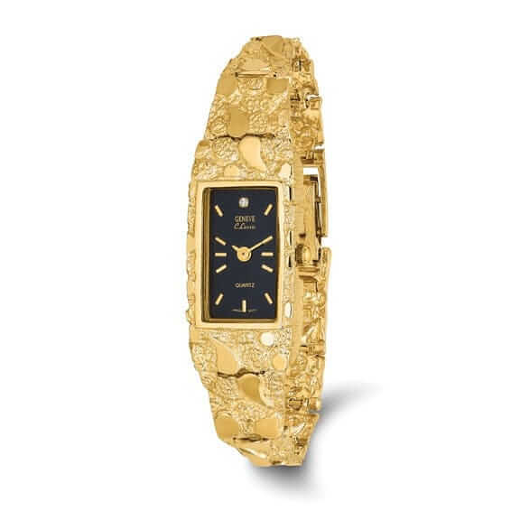 Lovely Rita's Watch 10k Yellow Gold Ladies Rectangular Face Nugget Watch