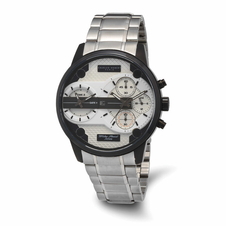 Lovely Rita's Watch Charles Hubert Black SS Chrono Dual Time Off-White Dial Watch