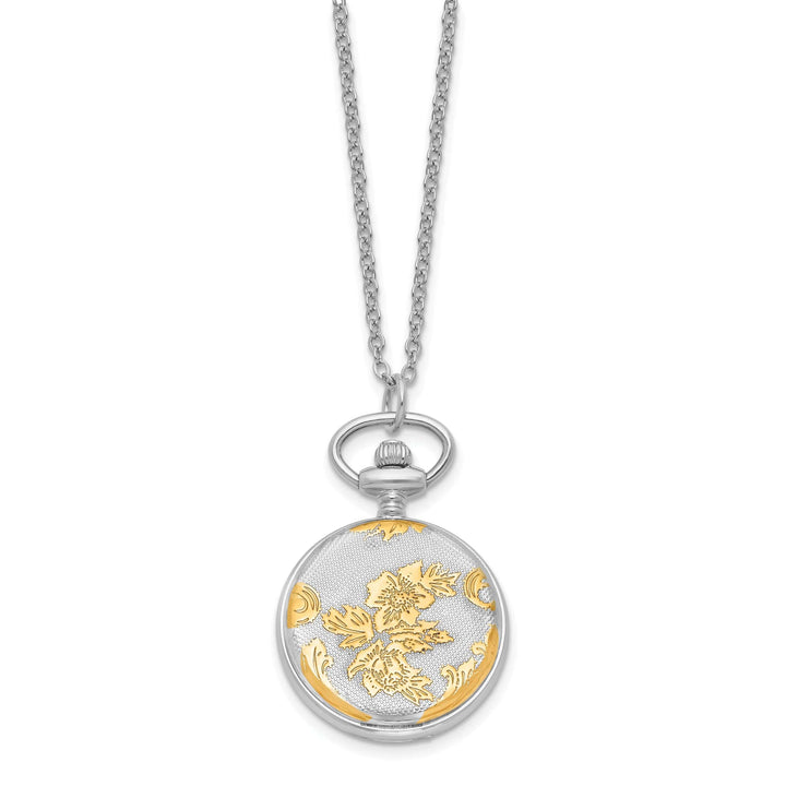 Lovely Rita's Watch Charles Hubert Bold Two-tone Floral Design Pendant Brass Band Watch