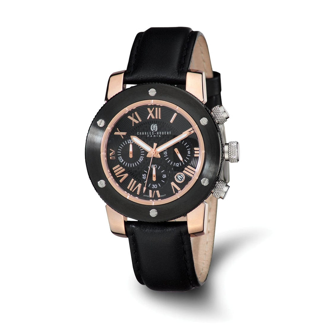 Lovely Rita's Watch Charles Hubert Classic Rose SS Black Dial Chrono Polished Watch