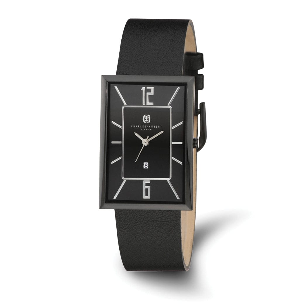 Lovely Rita's Watch Charles Hubert Classic SS Black Dial Rectangle Quartz Polished Watch