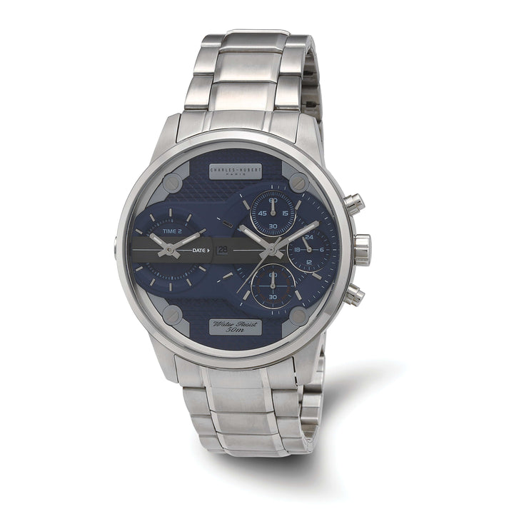 Lovely Rita's Watch Charles Hubert Classic SS Blue Dial Dual Time Chronograph Watch