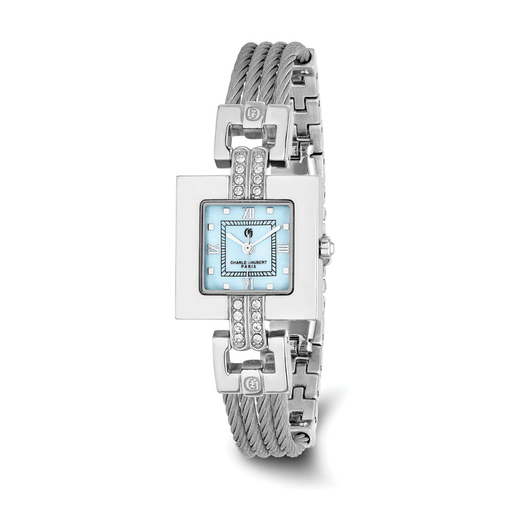 Lovely Rita's Watch Charles Hubert Classic SS Wire Bangle Light Blue MOP Dial Watch