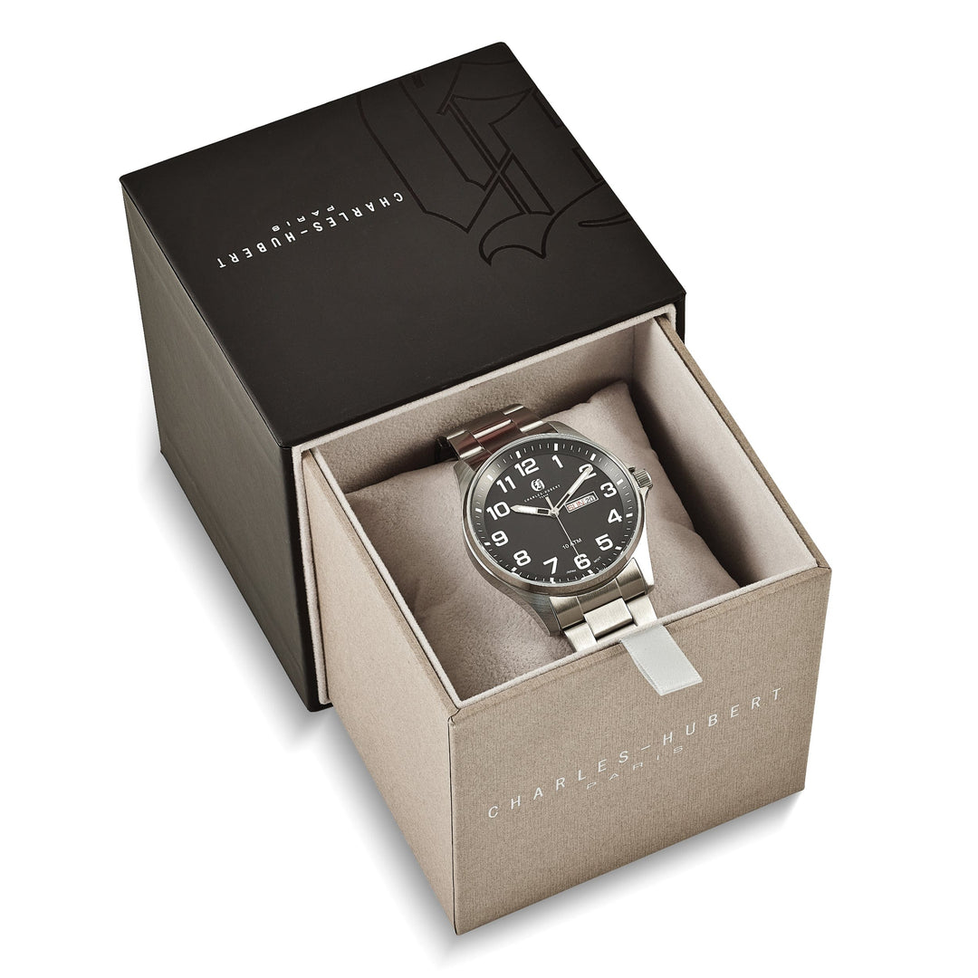 Lovely Rita's Watch Charles Hubert Classic Stainless Steel Black Dial Polished Watch