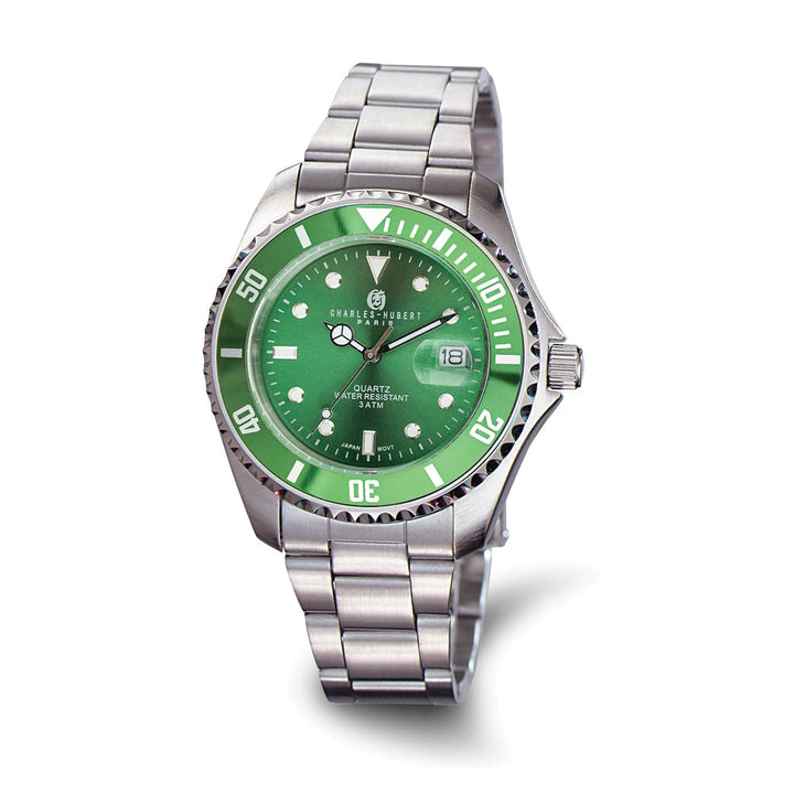 Lovely Rita's Watch Charles Hubert Classic Stainless Steel Green Dial/Bezel Polished Watch