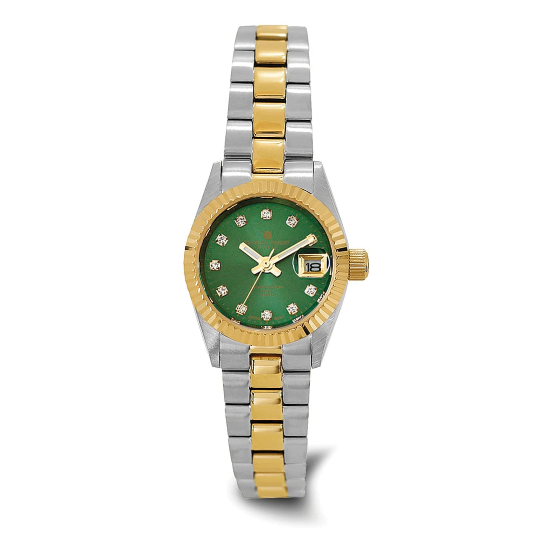 Lovely Rita's Watch Charles Hubert Classic Two-Tone Yellow SS Quartz Green Dial Watch