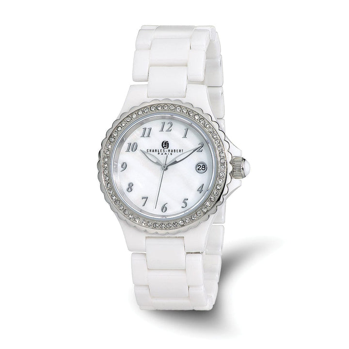 Lovely Rita's Watch Charles Hubert Classic White Ceramic SS Crystal Bezel MOP Watch